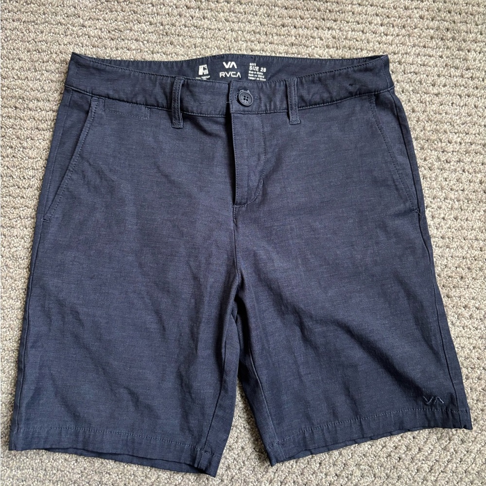 RVCA Men's Dark Blue Flat Front Shorts